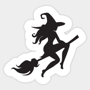 Witch Riding Broom Sticker